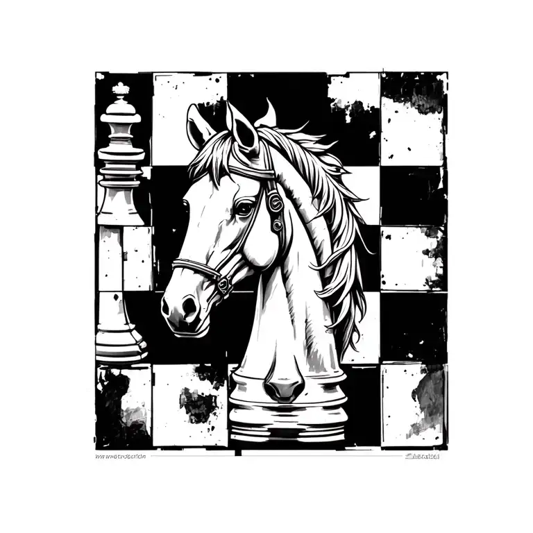 shadowed horse chess piece  tattoo design idea