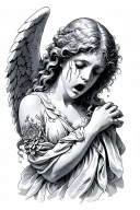 crying angel tattoo design idea