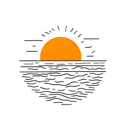 beach sunset tattoo design idea