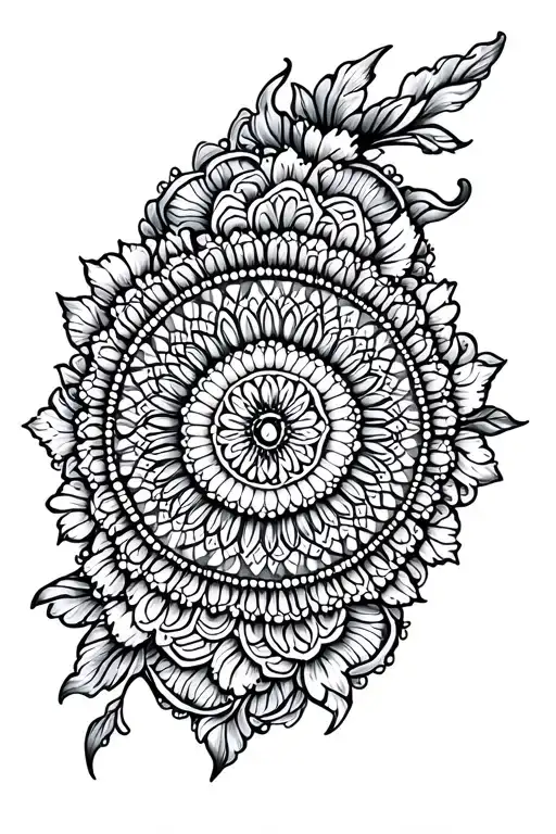 dot work upper arm, meaningful, mandala design tattoo design idea