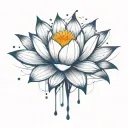 add trajectories surrounding lotus. use dark space themed colors and replace the lighter pedals with darker colors tattoo design idea