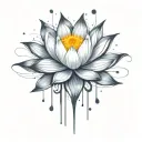 add trajectories surrounding lotus. use dark space themed colors and replace the lighter pedals with darker colors tattoo design idea