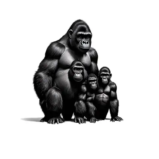 Gorilla Family tattoo design idea