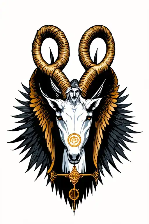arcangel Uriel with capricorn zodiac sign tattoo design idea