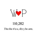 my boyfriends initials WP, with a small heart between the W and the P. and the number underneath 10,282  tattoo design idea