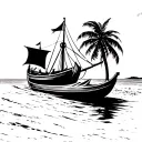 A Beach Scene on Mexico shores with Spanish conquistador boat tattoo design idea