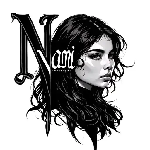 “Naomi” in slightly-worn typeface tattoo design idea