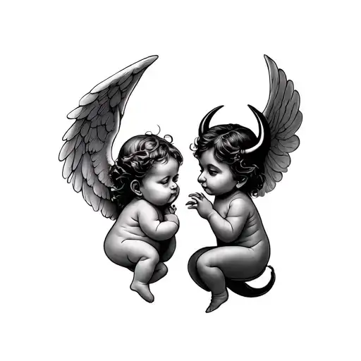 Baby Angel And Devil tattoo design idea