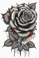 black rose with a degrade of red and blood dripping tattoo design idea