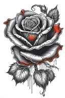 black rose with a degrade of red and blood dripping tattoo design idea