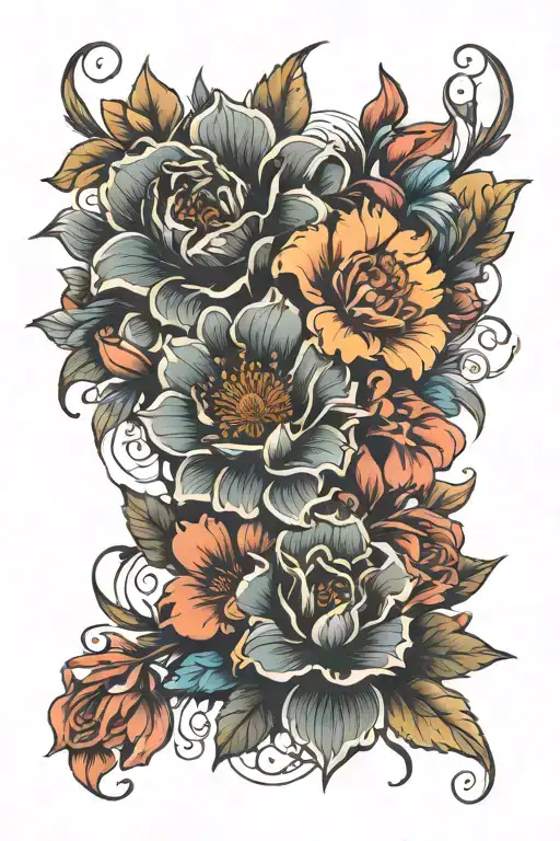 flowers forming tattoo design idea