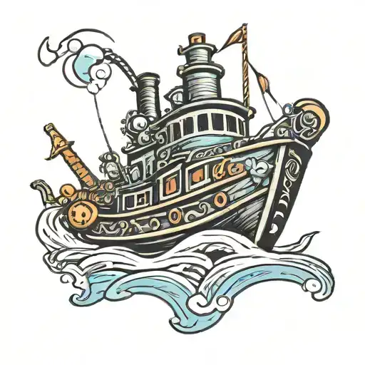 tugboat dad tattoo design idea