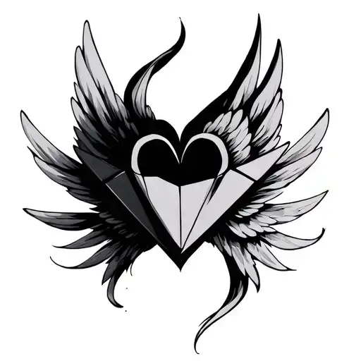 Style: fine-line, minimal, slightly anime-inspired.Main Shape:A paper plane folding into a heart.– wings curve into  tattoo design idea
