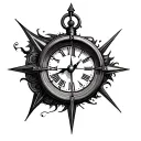 Half Clock Half Compass tattoo design idea