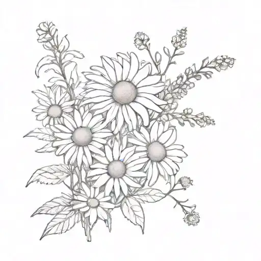 hyssop and chamomile flowers intertwined tattoo design idea