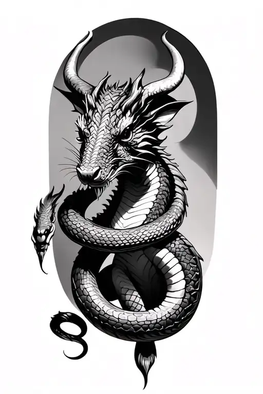 dragon, snake, ox, rat tattoo design idea