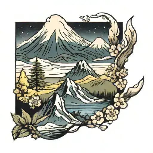 Mount Fuji , Fitz Roy and Floya (Norway) tattoo design idea