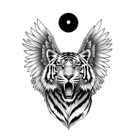 tiger with wings spread tattoo design idea
