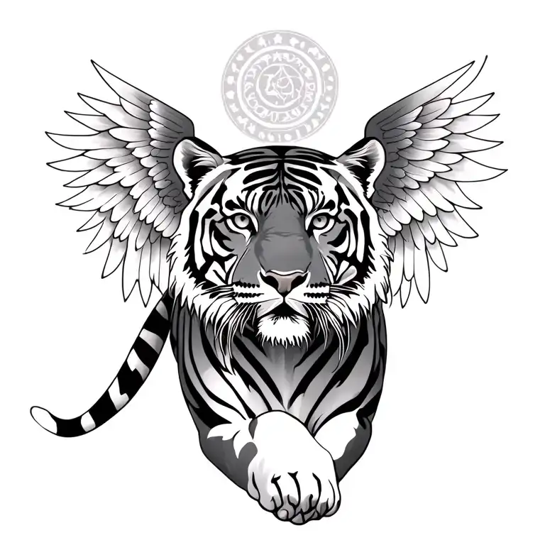 tiger with wings spread tattoo design idea