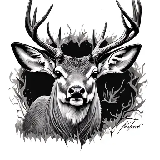 dead deer tattoo design idea