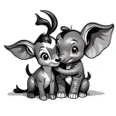 bambi and dumbo hugging each other tattoo design idea