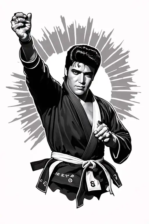 karate and elvis presely theme tattoo design featuring tattoo design idea