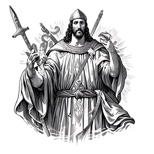 king baldwin IV and Jesus Christ at crusades tattoo design idea