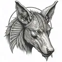 realistic anubis eclipse  tattoo design idea