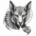 realistic anubis eclipse  tattoo design idea