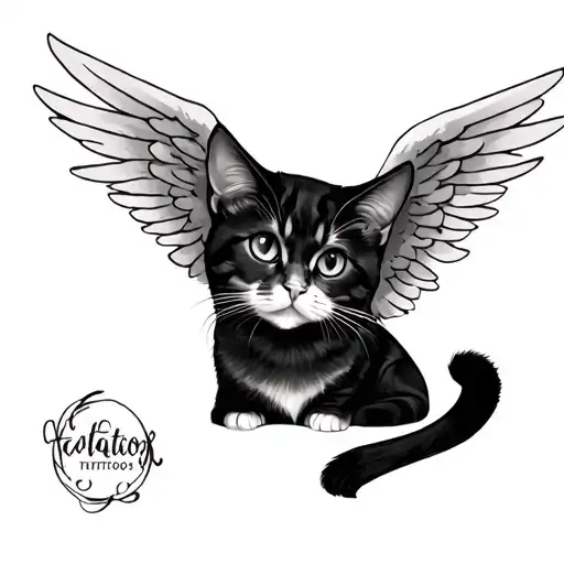 Cat Angel tattoo design idea