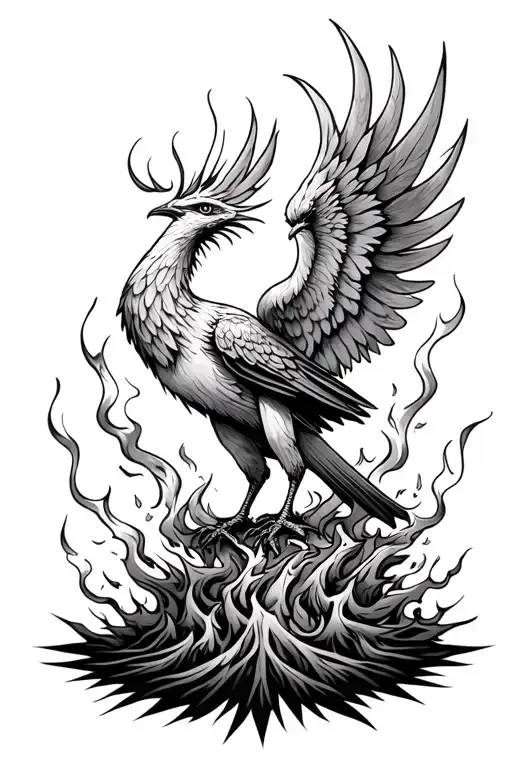 Phoenix coming up from the ashes tattoo design idea