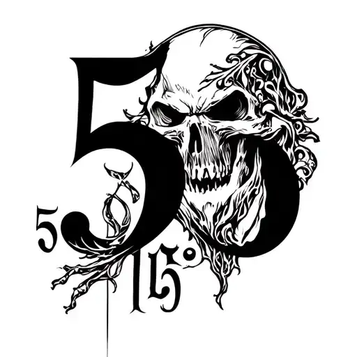 numbers 5150 with reaper tattoo design idea