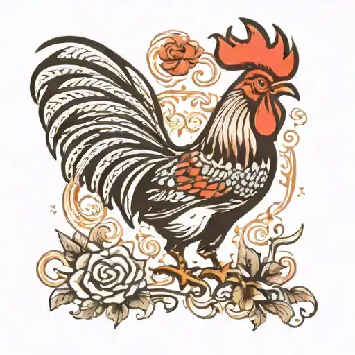 rooster fighting stance tattoo design idea