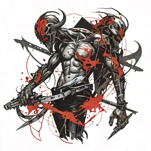 The demon with the scythe tattoo design idea