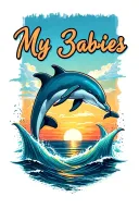 "My 3 babies " 3 dolphins jumping with sunset tattoo design idea