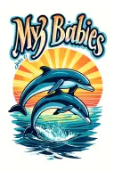 "My 3 babies " 3 dolphins jumping with sunset tattoo design idea