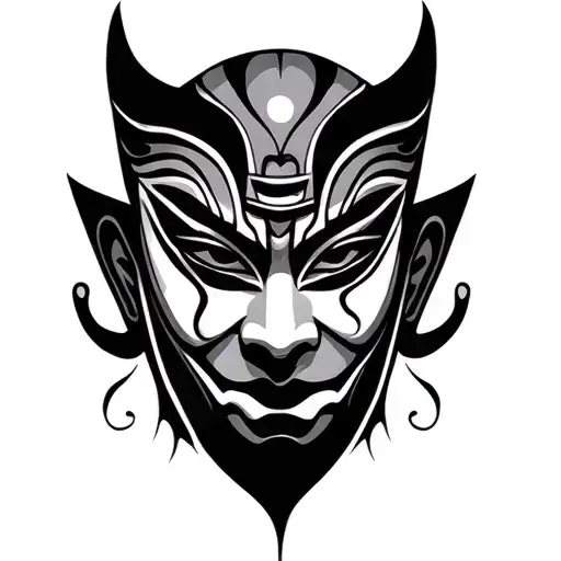 kabuki mask tattoo design idea