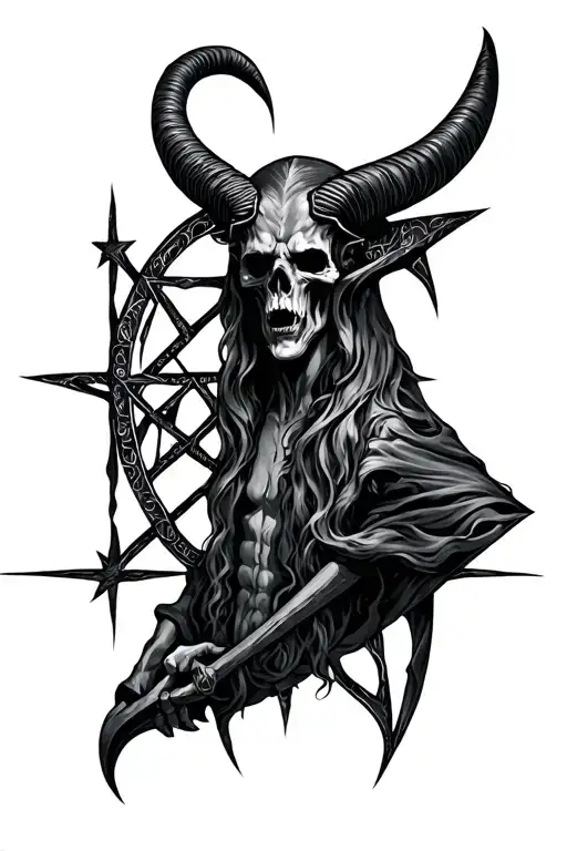 pentagram, baphomet, satanic, 666 tattoo design idea