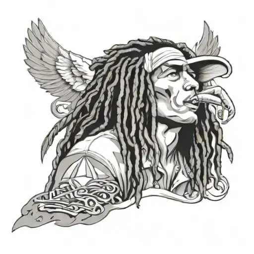 Falco and Bob Marley smoking tattoo design idea