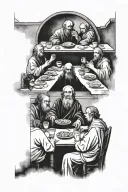 leonardo da vinci's last supper style tattoo design idea