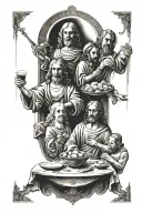 leonardo da vinci's last supper style tattoo design idea