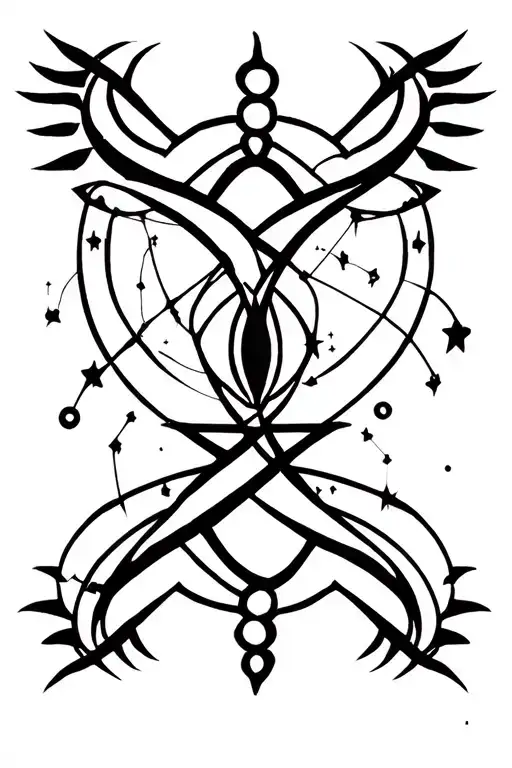 Aquarius Libra Aries constellation intertwined tattoo design idea