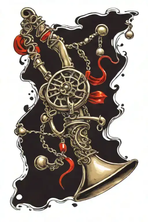 Italian horn in Italian colors with rosary beads rapped around it with 3 name plates saying Love you more tattoo design idea