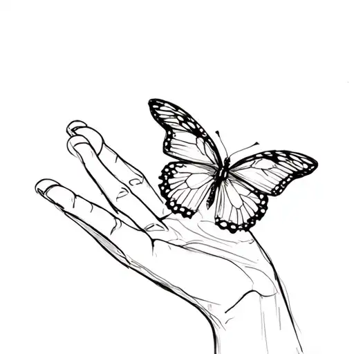 butterfly landing on a finger tattoo design idea
