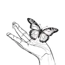 butterfly landing on a finger tattoo design idea