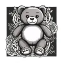 teddy bear surrounded tattoo design idea