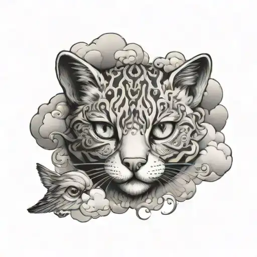 CLOUDS, EYES, ANIMALS tattoo design idea