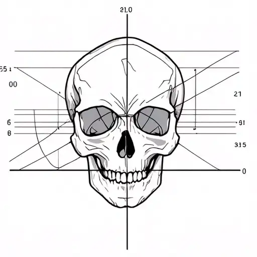 Skull and data analytics graph merging tattoo design idea