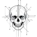 Skull and data analytics graph merging tattoo design idea