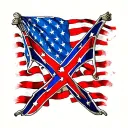 confederate flag in center with american flag behind it tattoo design idea